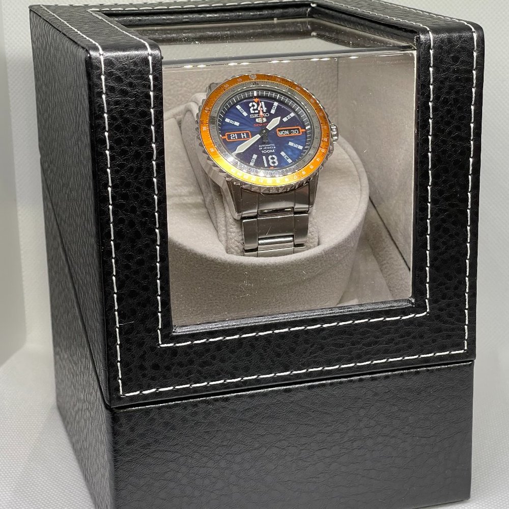 LUXE Watch Club Rotation Single Watch Winder Leather Box [Watch Winder Only]